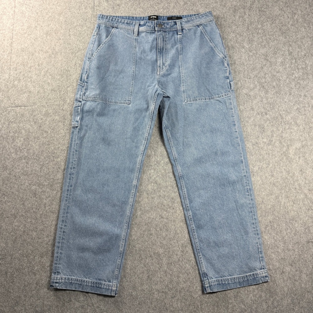 Cotton:On Mens Jeans 38x30 Baggy Light Wash Blue Wide leg